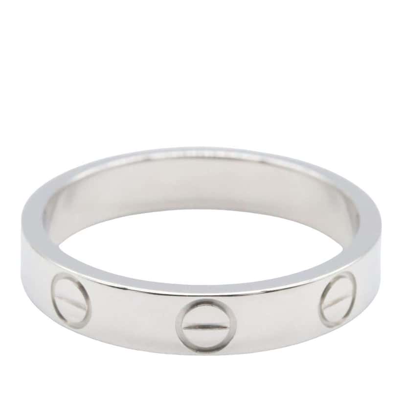 Cartier 18K White Gold Small Love Ring Silver White Gold Good condition - Front View
