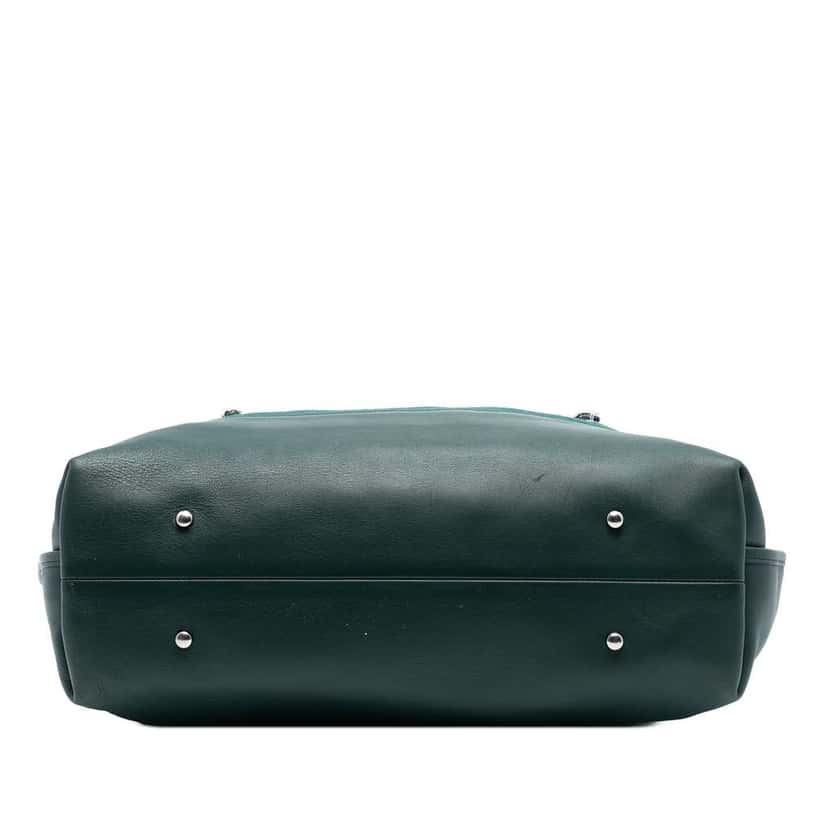 Chanel Extra Large Stitched Wool and Calfskin 31 Shopping Bag Green Wool Very good condition - Inside View