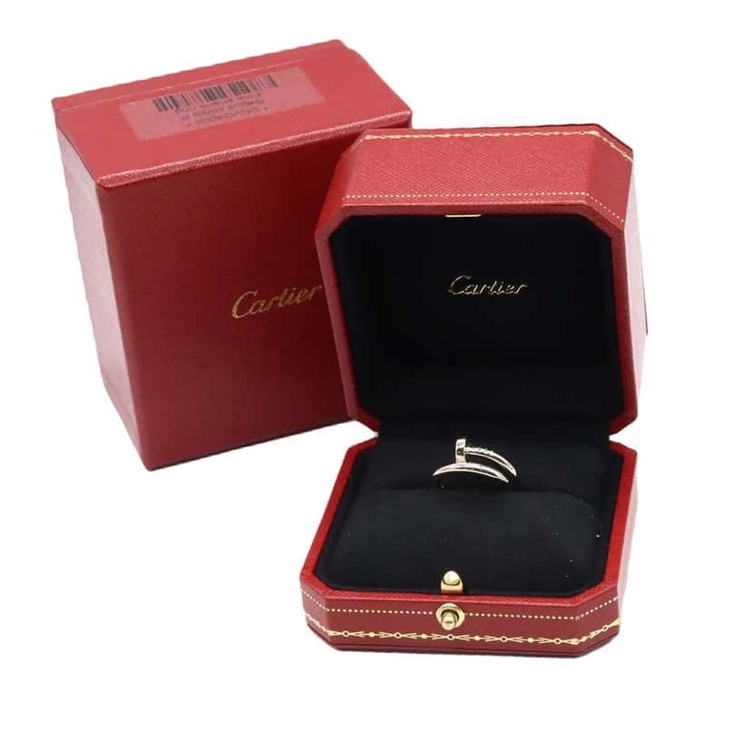 Cartier 18K White Gold Classic Juste un Clou Ring Silver White Gold Good condition - Box View