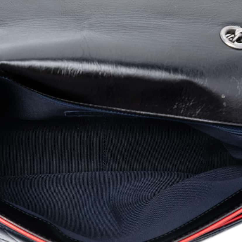 Chanel Large Tricolor Quilted Glazed Calfskin CC Plate Flap Black Leather Good condition - Model View