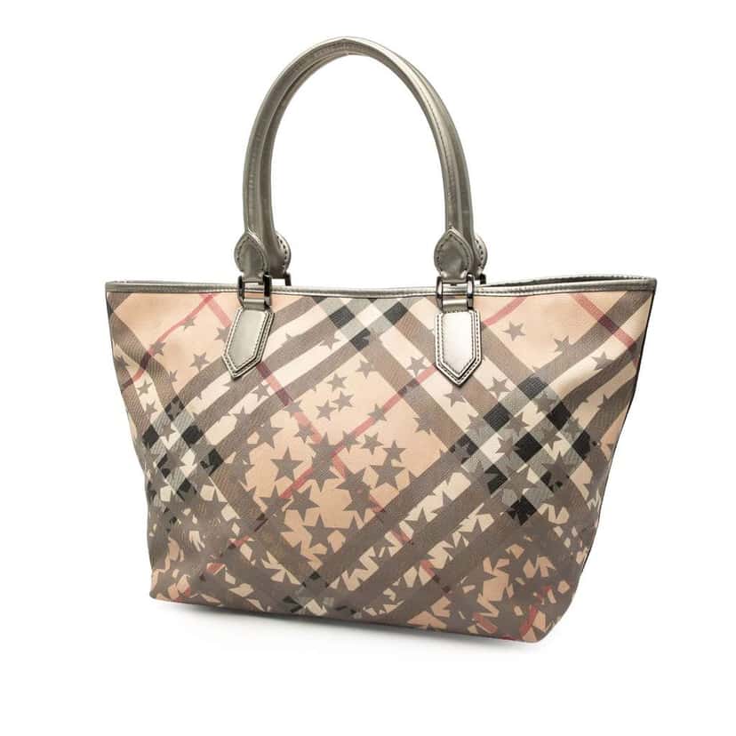 Burberry Large Supernova Check Coated Canvas Star Nickie Tote Brown Canvas Good condition - Back View