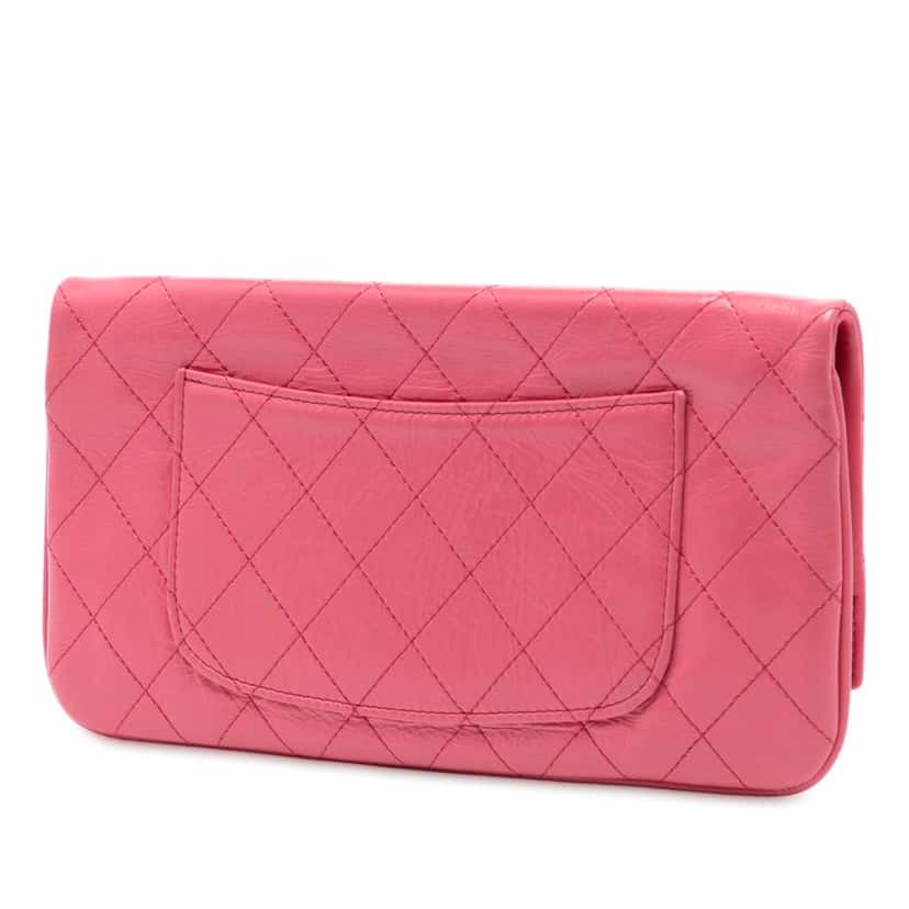 Chanel Crumpled Calfskin 31 Clutch Pink Leather Good condition - Back View