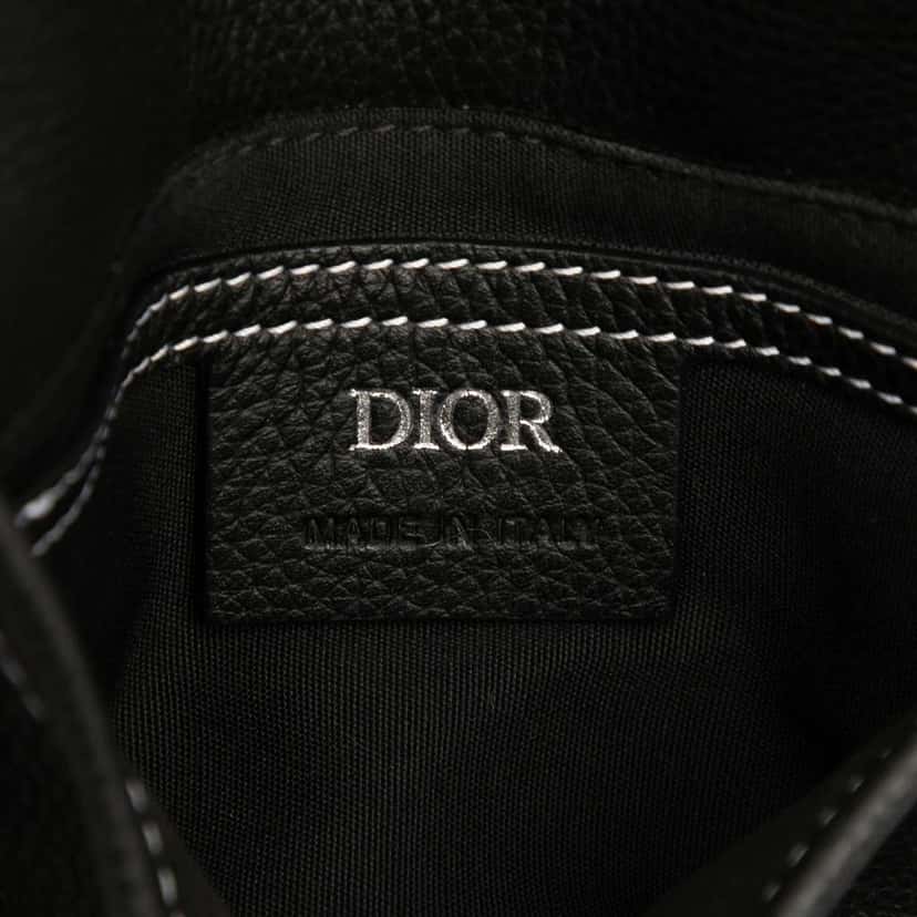 Dior Grained Calfskin Saddle Flat Messenger Bag Black Leather Good condition - Box View