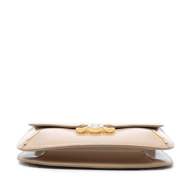 Celine Teen Shiny Calfskin Triomphe Besace Clea Chain Crossbody Brown Leather Good condition - Inside View