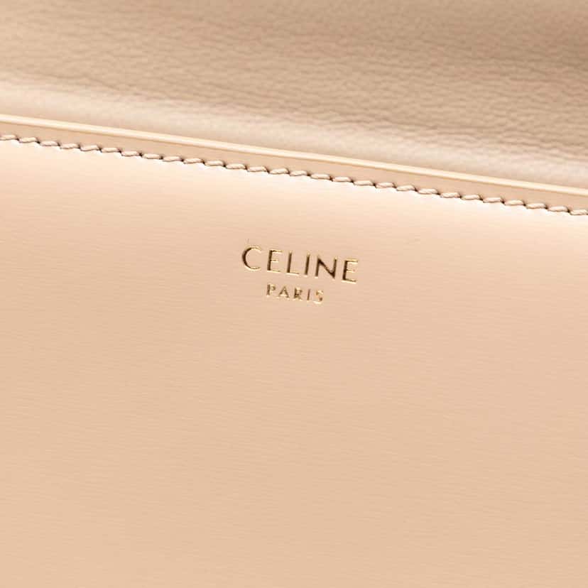 Celine Teen Shiny Calfskin Triomphe Besace Clea Chain Crossbody Brown Leather Good condition - Box View
