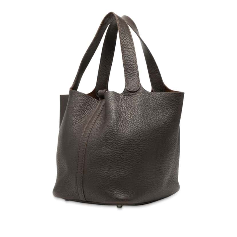 Hermès Clemence Picotin 22 Brown Leather Good condition - Back View