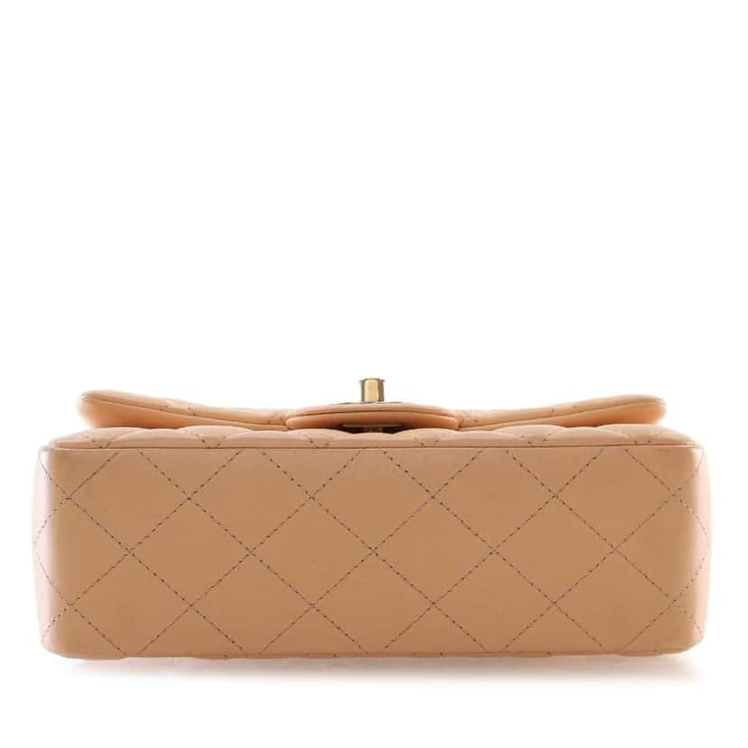 Chanel Mini Rectangular Classic Lambskin Single Flap Brown Leather Good condition - Inside View
