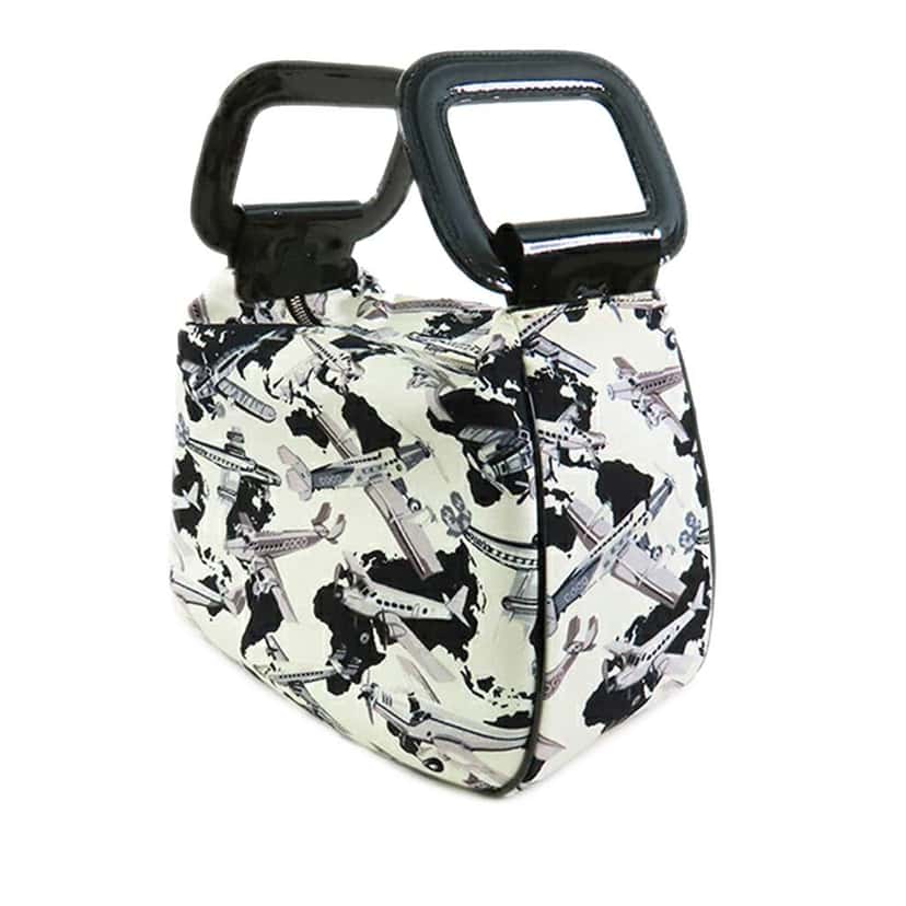Chanel Printed Canvas Coco Airline Handbag White Canvas Good condition - Back View