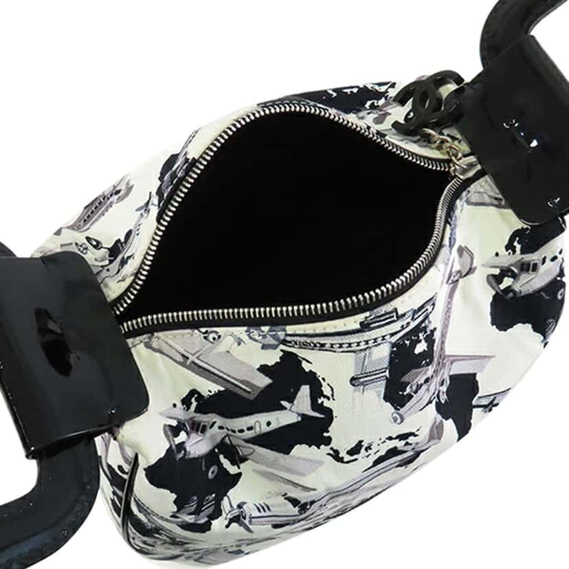 Chanel Printed Canvas Coco Airline Handbag White Canvas Good condition - Box View
