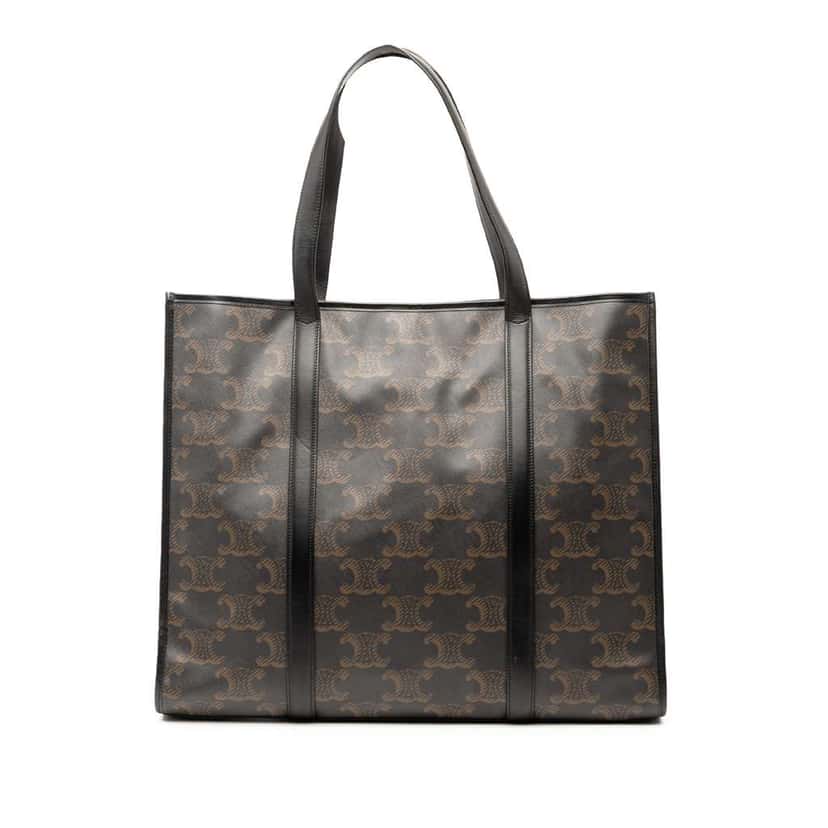 Celine XL Triomphe Coated Canvas Cabas Tote Brown Canvas Very good condition - Front View