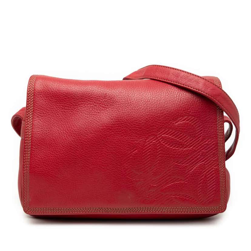 Loewe Leather Anagram Flap Crossbody Red Leather Good condition - Front View