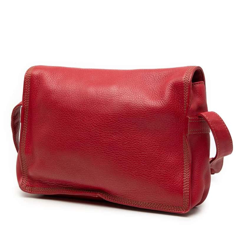 Loewe Leather Anagram Flap Crossbody Red Leather Good condition - Back View