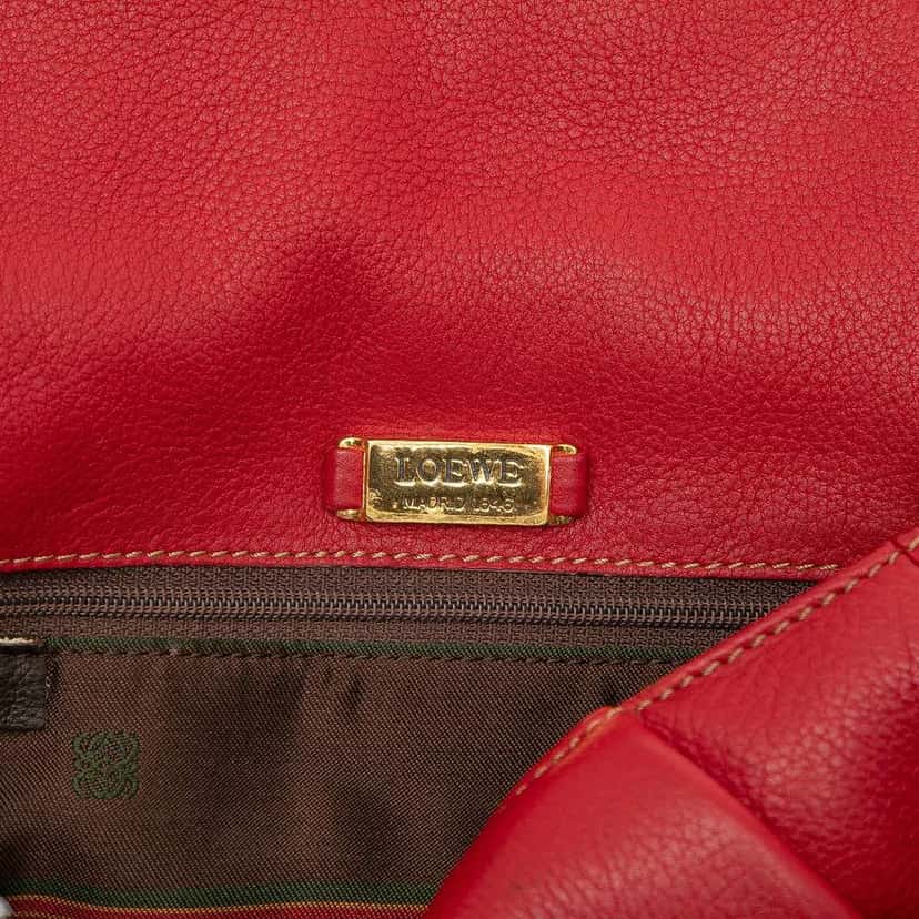 Loewe Leather Anagram Flap Crossbody Red Leather Good condition - Box View