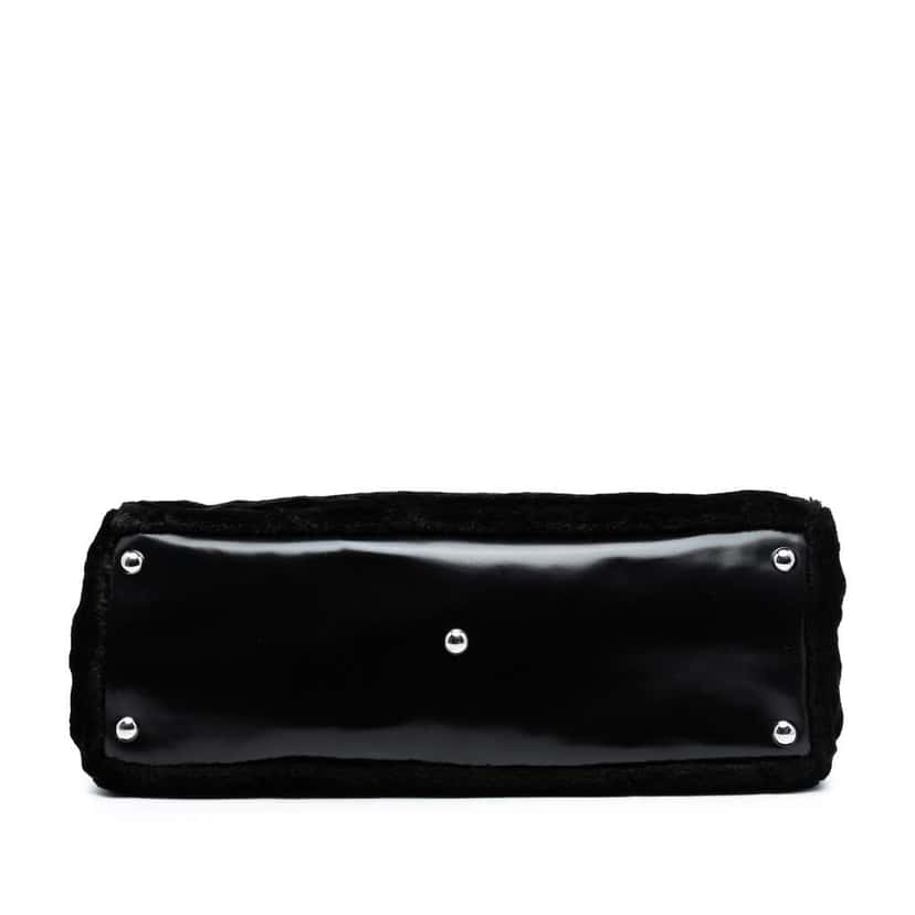 Chanel Quilted Fantasy Fur Camellia Tote Black Polyester Good condition - Inside View