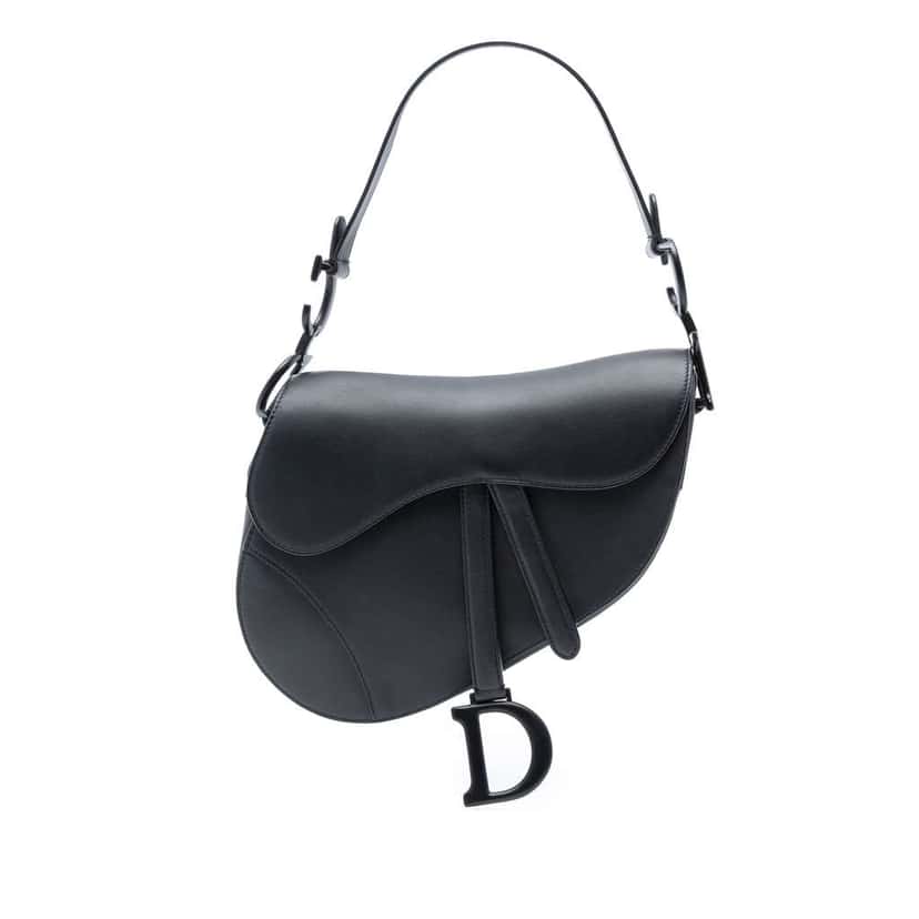 Dior Ultra Matte Calfskin Saddle Bag Black Leather Good condition - Front View