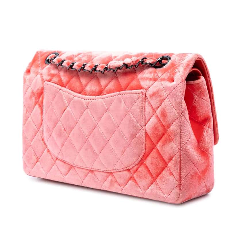 Chanel Medium Classic Velvet Double Flap Red Velvet Very good condition - Back View