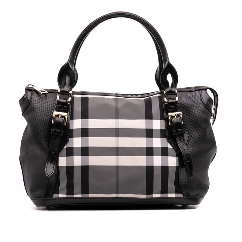 Burberry Beat Check Nylon Ellers Satchel Grey Good condition - Front View
