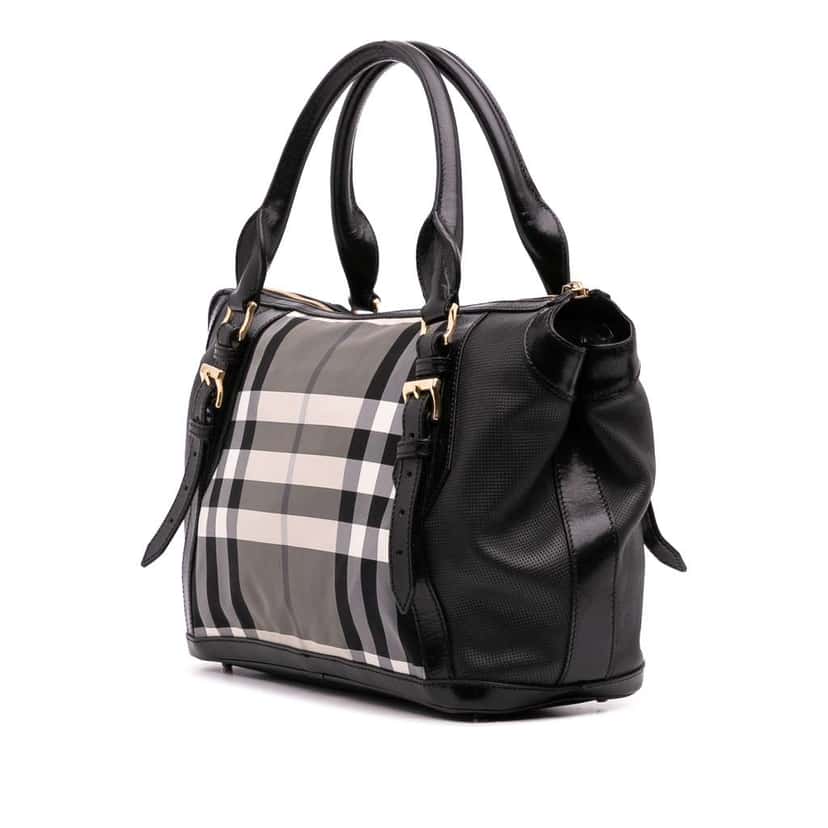 Burberry Beat Check Nylon Ellers Satchel Grey Good condition - Back View