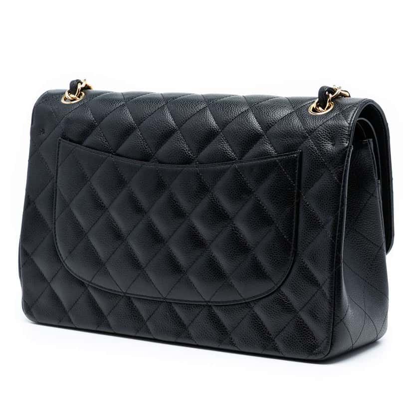 Chanel Jumbo Classic Caviar Double Flap Black Leather Good condition - Back View