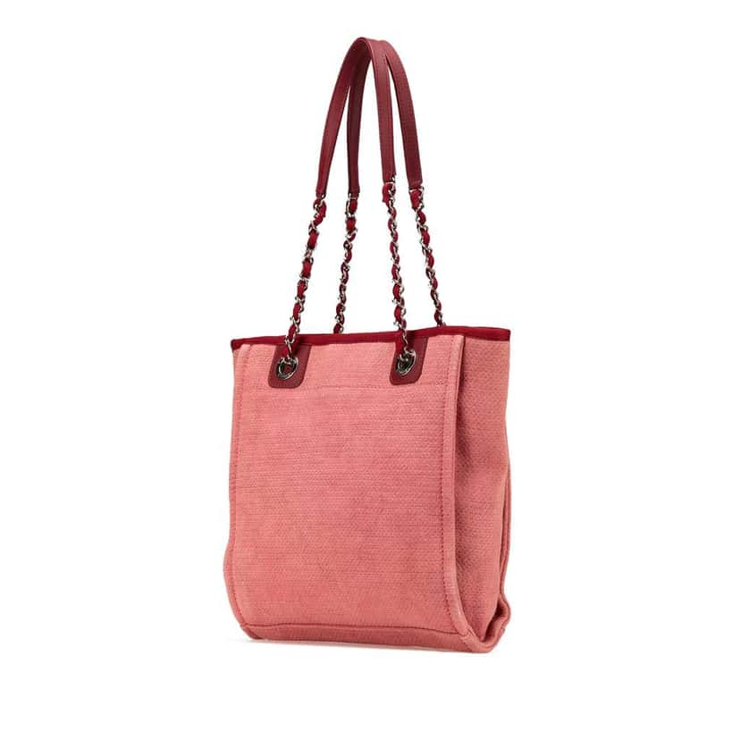 Chanel Mini Mixed Fibers Deauville Tote Red Canvas Very good condition - Back View