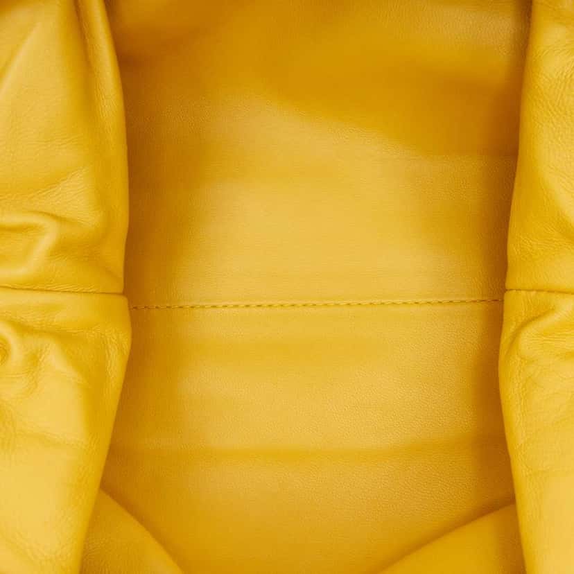 Bottega Veneta Nappa Intrecciato The Mini Pouch Crossbody Yellow Leather Good condition - Model View