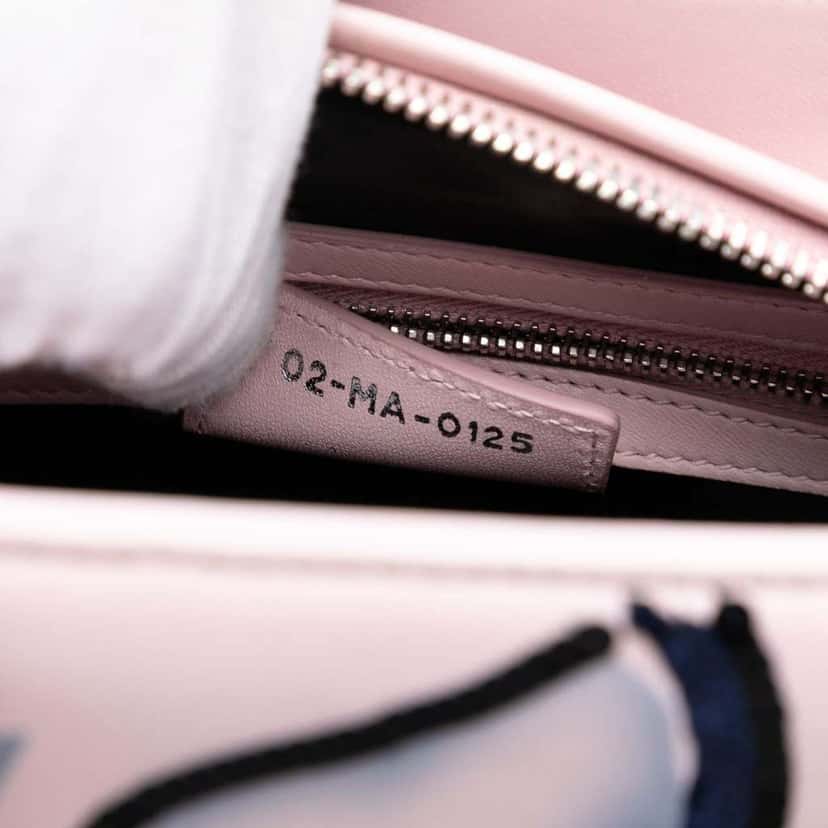 Dior Medium Calfskin Sequin Embellished Lady Dior Pink Leather Good condition - Box View