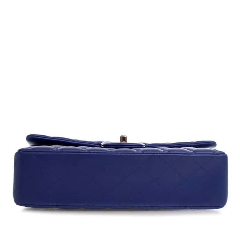 Chanel Medium Classic Lambskin Double Flap Blue Leather Good condition - Inside View