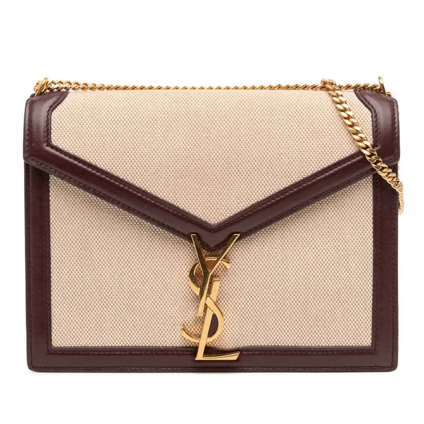 Saint Laurent Canvas Monogram Cassandra Crossbody Brown Canvas Good condition - Front View