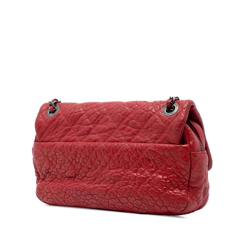 Chanel Small Quilted Distressed Calfskin Easy Flap Red Leather Good condition - Back View
