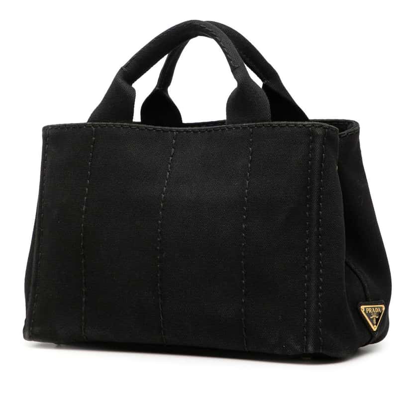 Prada Small Canvas Canapa Logo Satchel Black Canvas Good condition - Back View