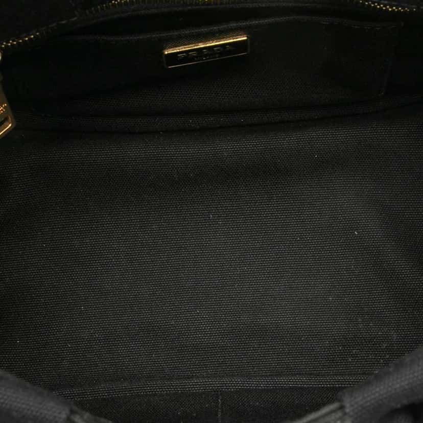 Prada Small Canvas Canapa Logo Satchel Black Canvas Good condition - Model View