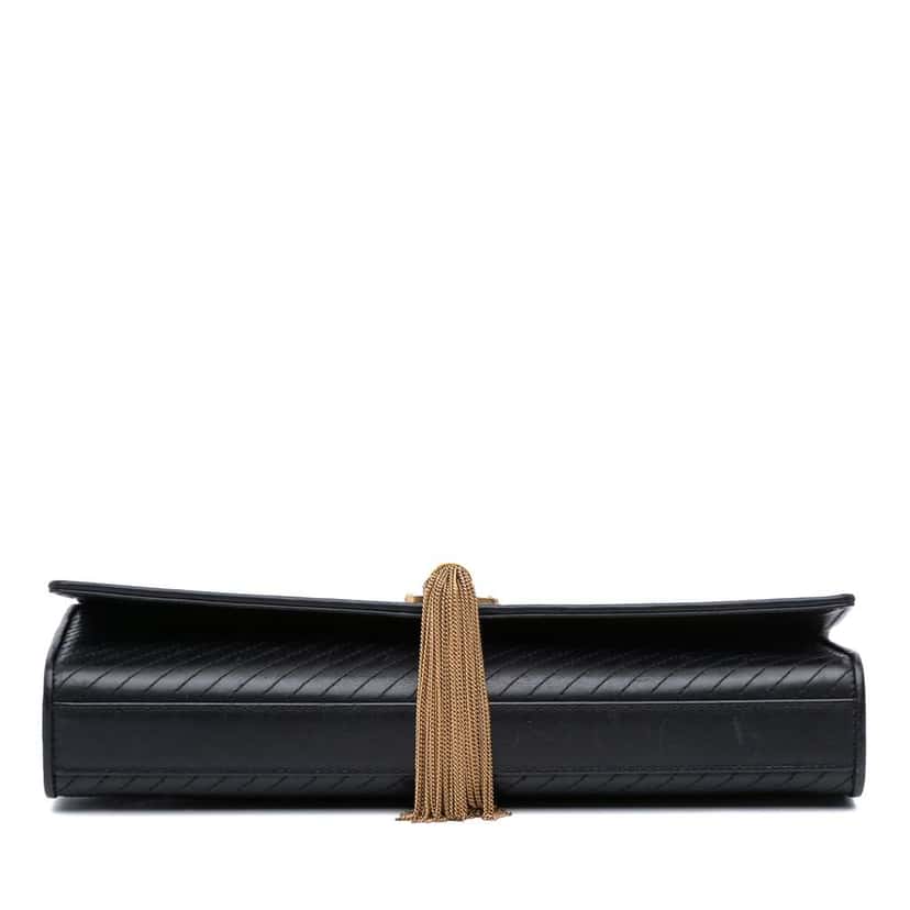 Saint Laurent Quilted Calfskin Monogram Kate Tassel Clutch Black Leather Good condition - Inside View