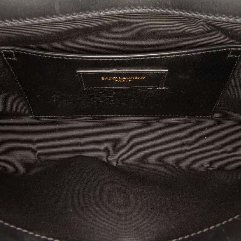 Saint Laurent Quilted Calfskin Monogram Kate Tassel Clutch Black Leather Good condition - Model View