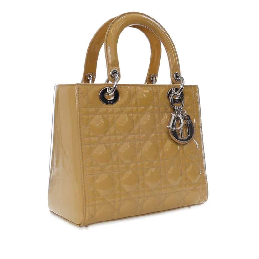 Dior Medium Patent Cannage Lady Dior Brown Leather Good condition - Back View