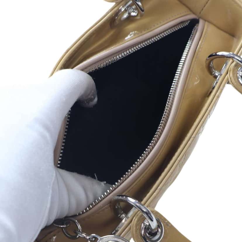 Dior Medium Patent Cannage Lady Dior Brown Leather Good condition - Box View