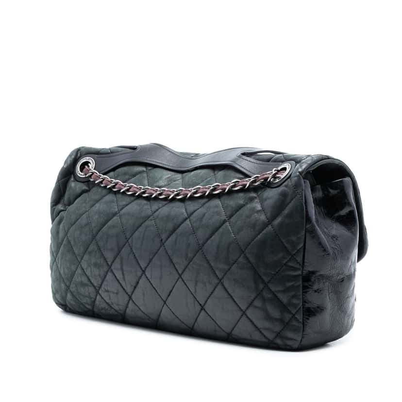 Chanel Jumbo Iridescent Calfskin In The Mix Flap Green Leather Good condition - Back View