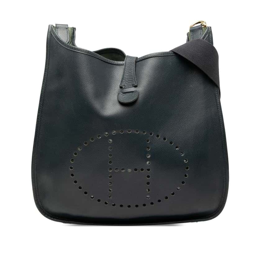 Hermès Clemence Evelyne GM Blue Leather Good condition - Front View