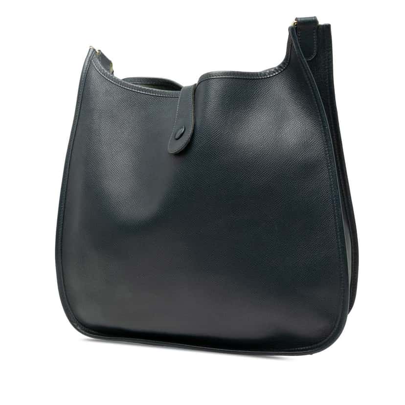 Hermès Clemence Evelyne GM Blue Leather Good condition - Back View