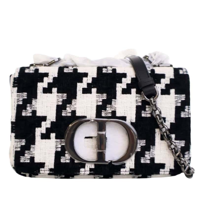 Dior Small Technical Canvas Macro Houndstooth Caro Bag Black Canvas Very good condition - Front View