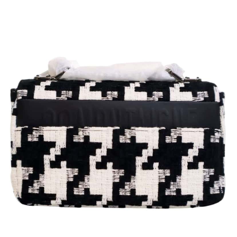 Dior Small Technical Canvas Macro Houndstooth Caro Bag Black Canvas Very good condition - Model View