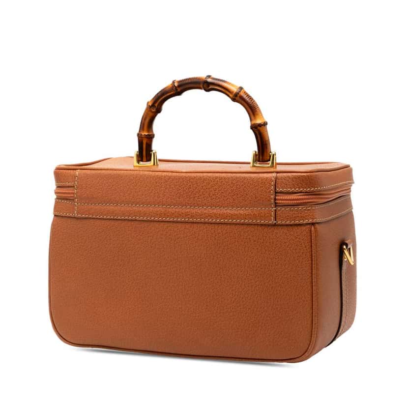 Gucci Leather Bamboo Vanity Bag Brown Leather Good condition - Back View