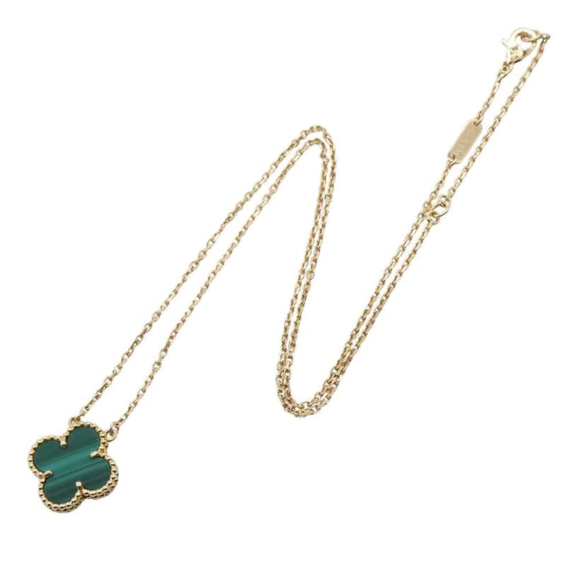 Van Cleef & Arpels 18K Yellow Gold and Malachite Vintage Alhambra Necklace Gold Gold Good condition - Front View