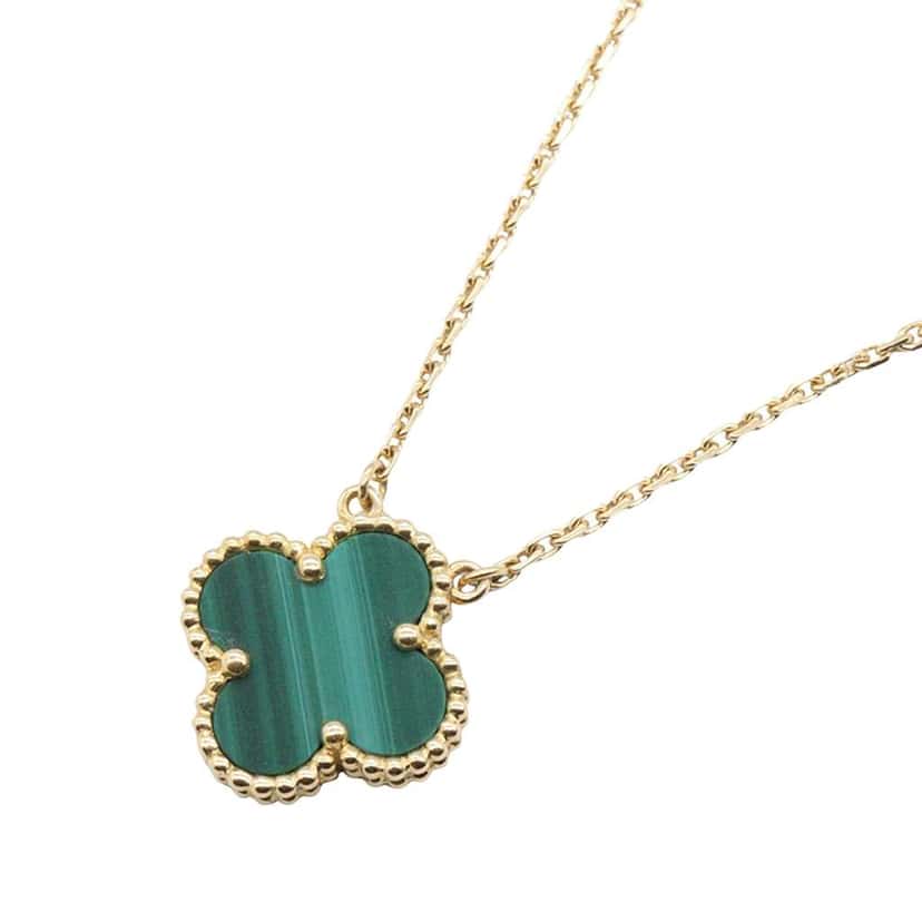 Van Cleef & Arpels 18K Yellow Gold and Malachite Vintage Alhambra Necklace Gold Gold Good condition - Back View