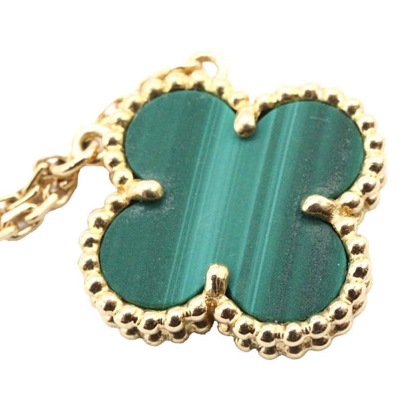 Van Cleef & Arpels 18K Yellow Gold and Malachite Vintage Alhambra Necklace Gold Gold Good condition - Inside View