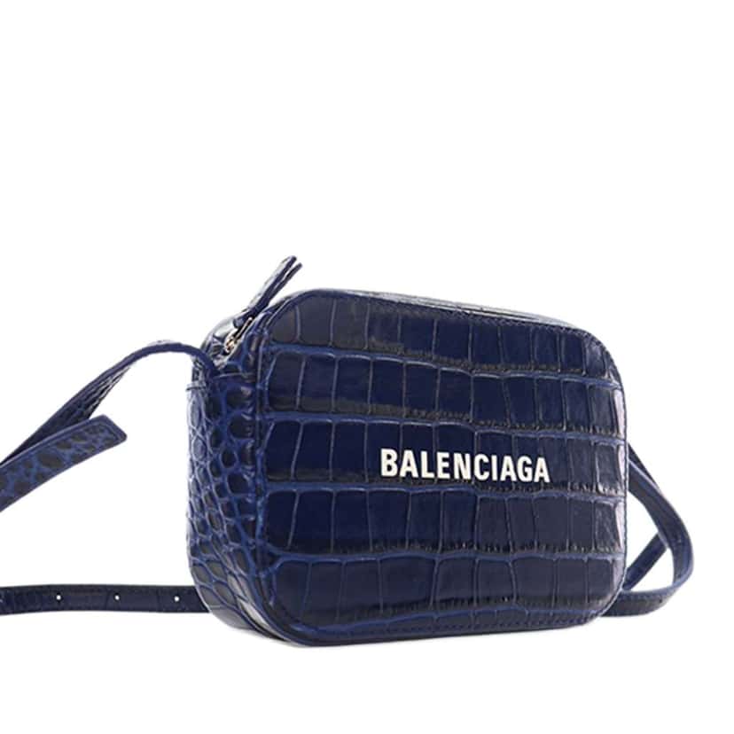 Balenciaga XS Embossed Leather Everyday Camera Bag Blue Leather Good condition - Back View