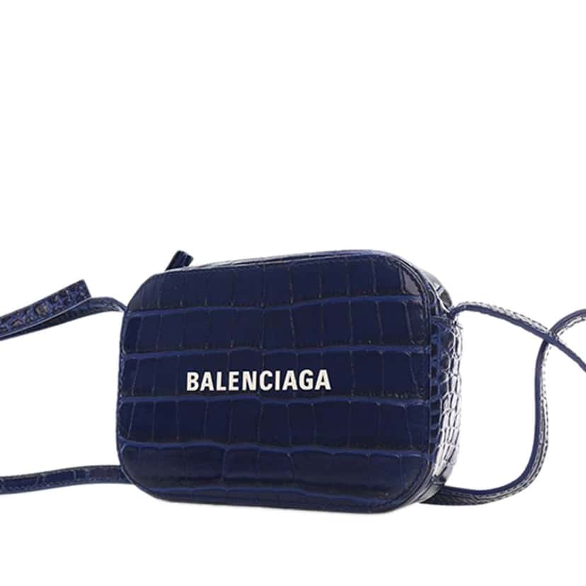 Balenciaga XS Embossed Leather Everyday Camera Bag Blue Leather Good condition - Inside View