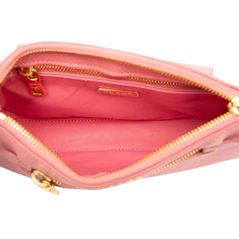 Prada Saffiano Lux Front Pocket Crossbody Pink Leather Good condition - Model View