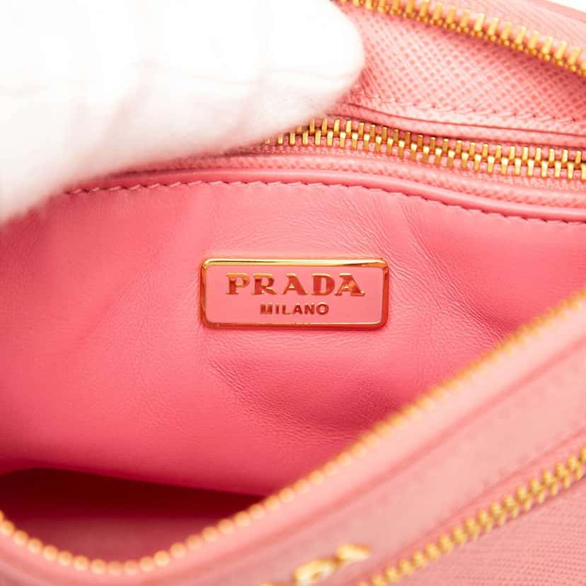 Prada Saffiano Lux Front Pocket Crossbody Pink Leather Good condition - Box View