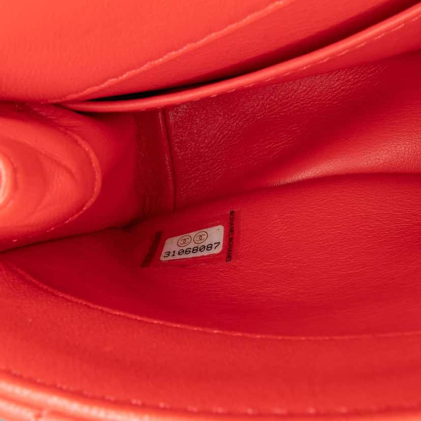 Chanel Small Quilted Lambskin Chain is More Flap Red Leather Good condition - Box View