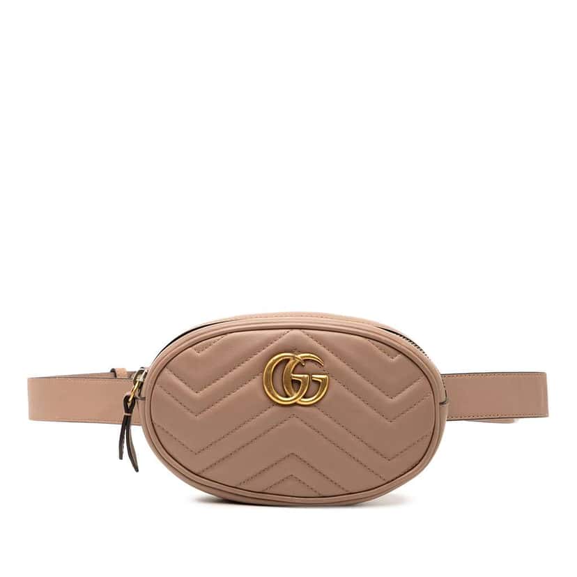 Gucci GG Marmont Matelasse Leather Belt Bag Brown Leather Very good condition - Front View